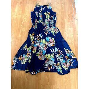 Ashley Stewart Tropical Maxi Dress Plus Size 34/36 Blue Multicolor NWT
